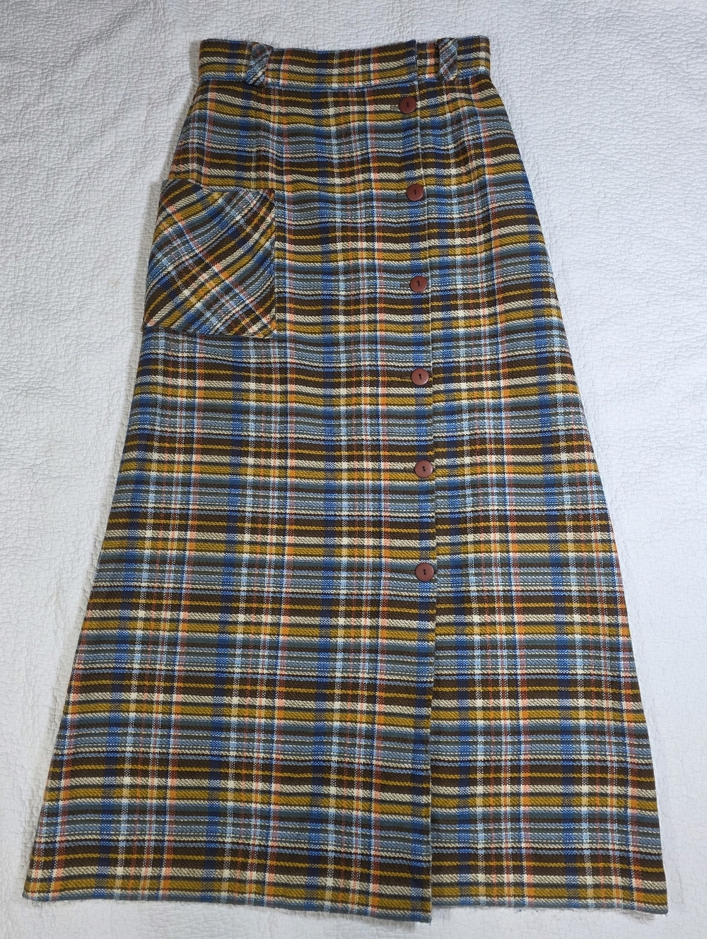 Vintage Brief Originals Long Plaid Button Down High Rise Maxi Skirt